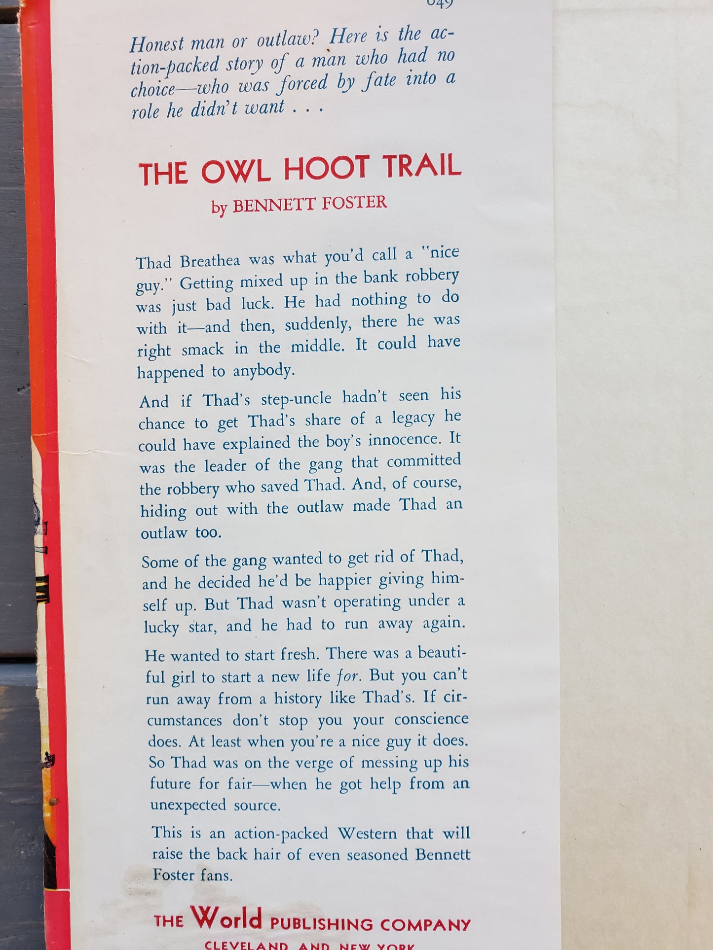 The Owl Hoot Trail by Bennett Foster (1945)