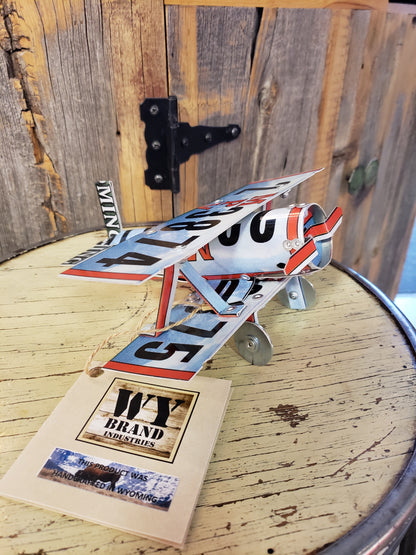 Small Bi-plane made from Wyoming MPV license plates