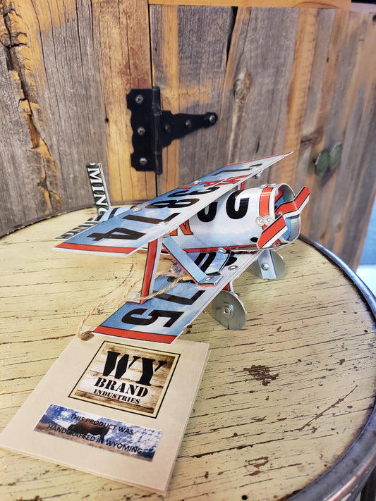 Small Bi-plane made from Wyoming MPV license plates