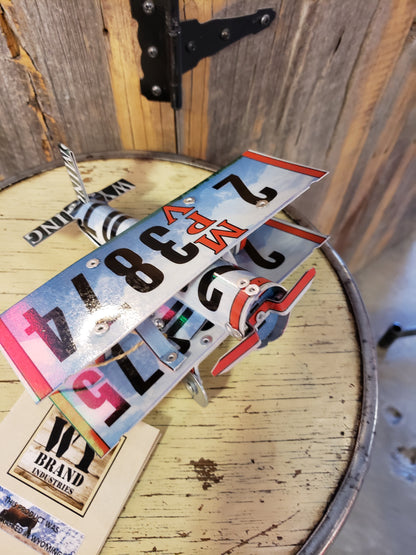 Small Bi-plane made from Wyoming MPV license plates