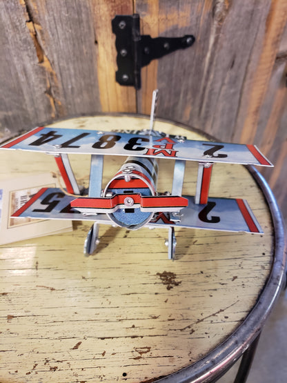 Small Bi-plane made from Wyoming MPV license plates