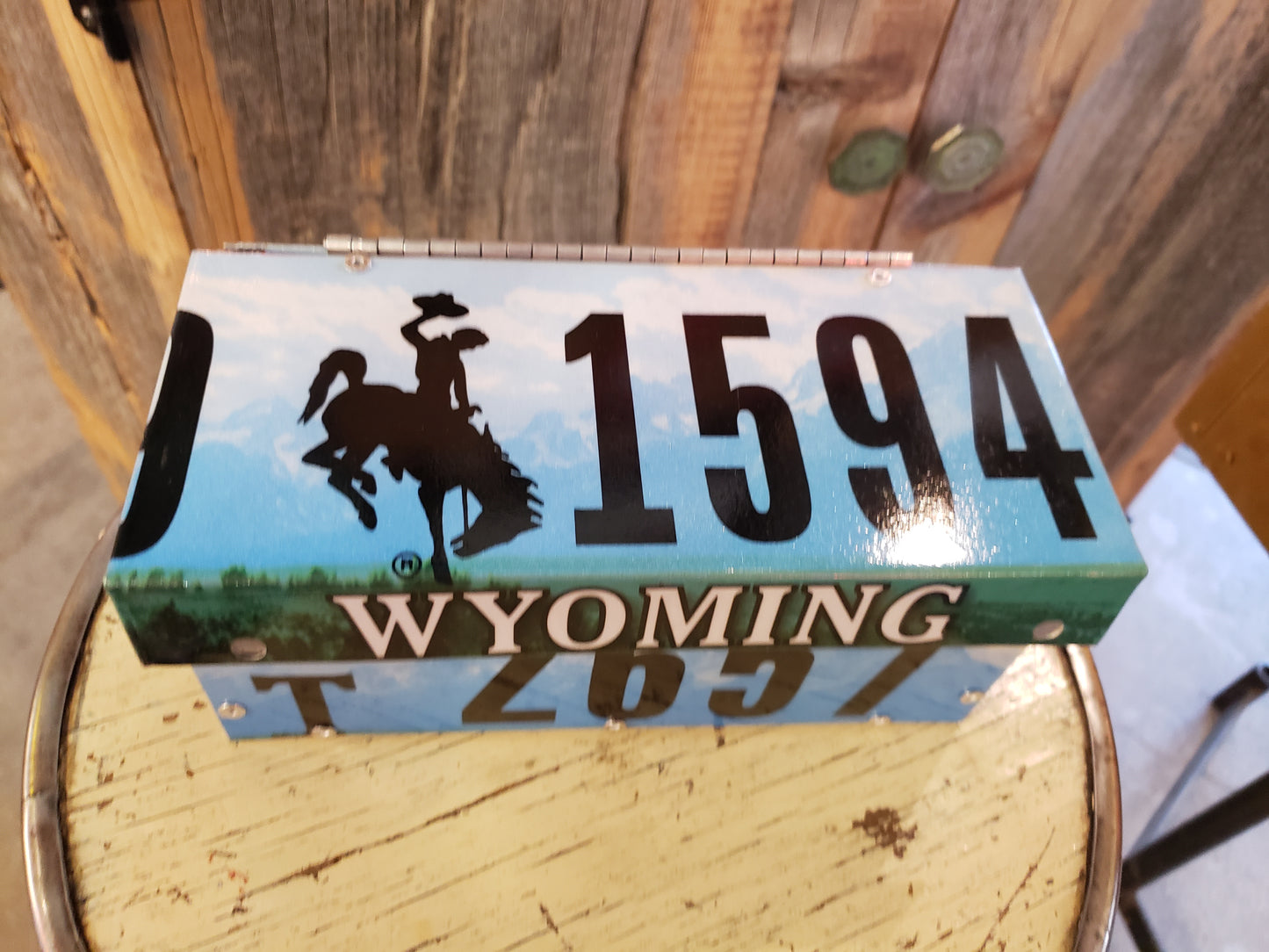 Wyoming license plate pencil box