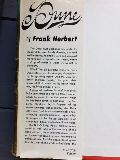 DUNE by Frank Herbert (1965) Book Club Edition