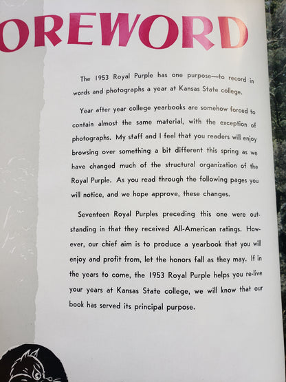 1953 Kansas State College yearbook "Royal Purple"