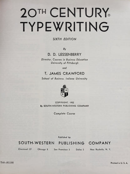 1952 20th century typewriting