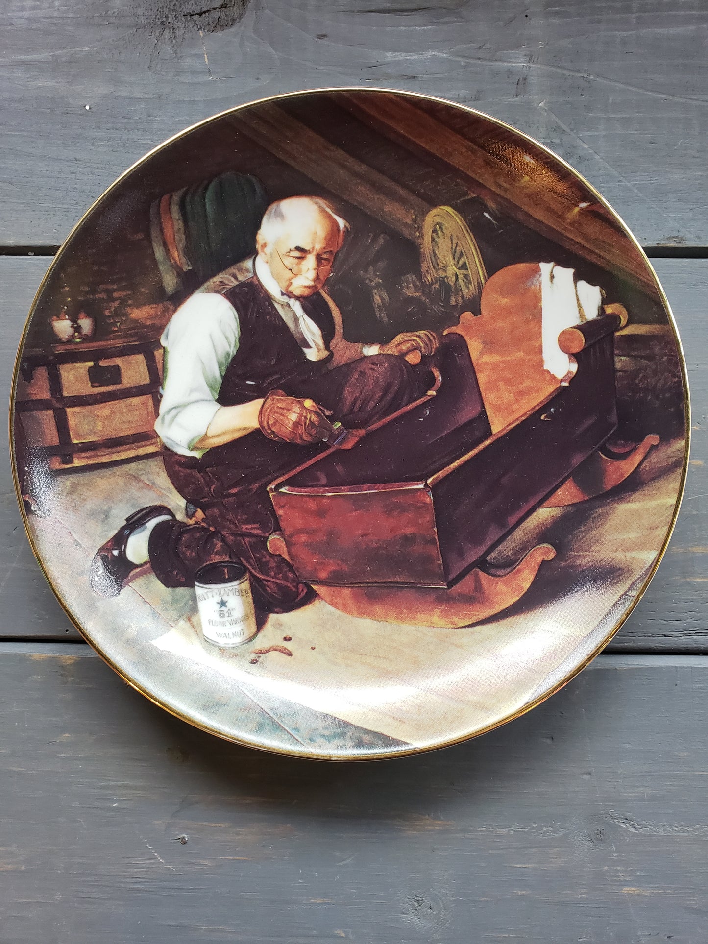 "Grandpa's Gift" by Norman Rockwell collectible plate