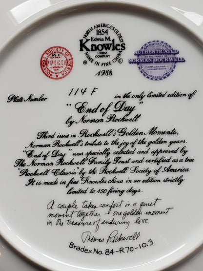 "End of Day" by Norman Rockwell collectible plate