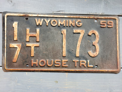 1959 Wyoming House Trailer license plate # 17 HT 173