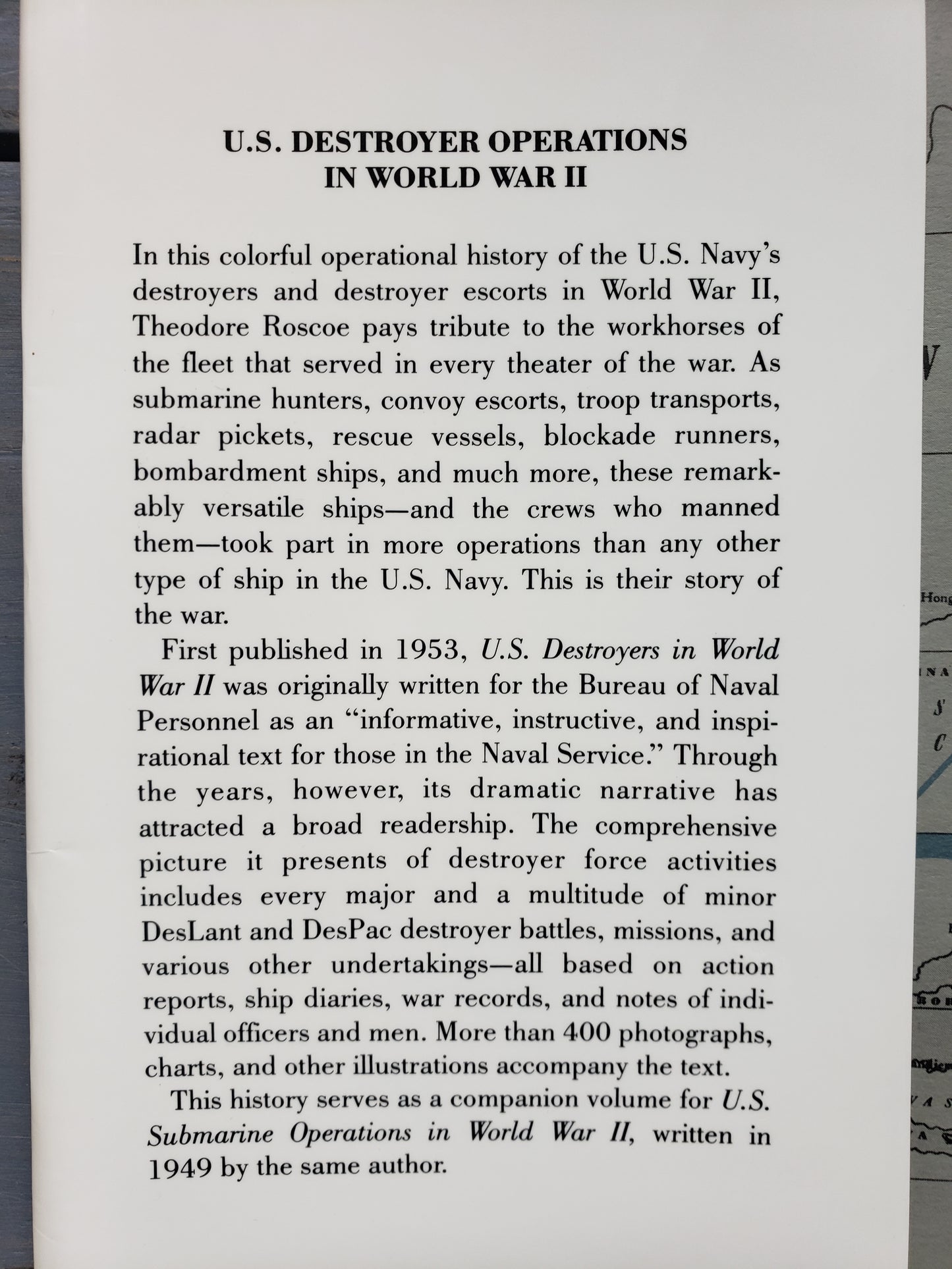 United States Destroyer Operations in World War II by Theodore Roscoe
