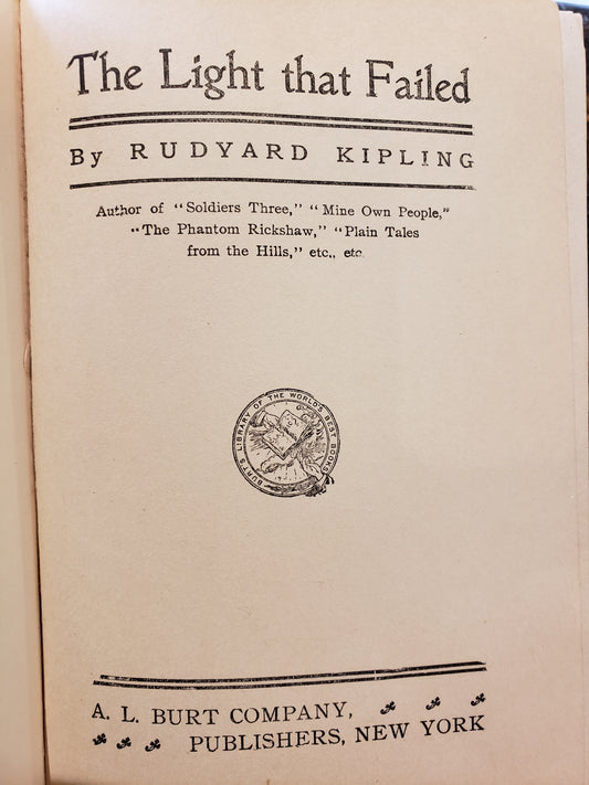 The Light that Failed, by Rudyard Kipling
