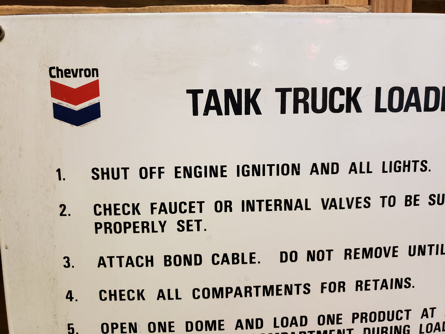 Chevron Tank Truck loading Rules Porcelain Sign