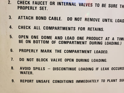 Chevron Tank Truck loading Rules Porcelain Sign