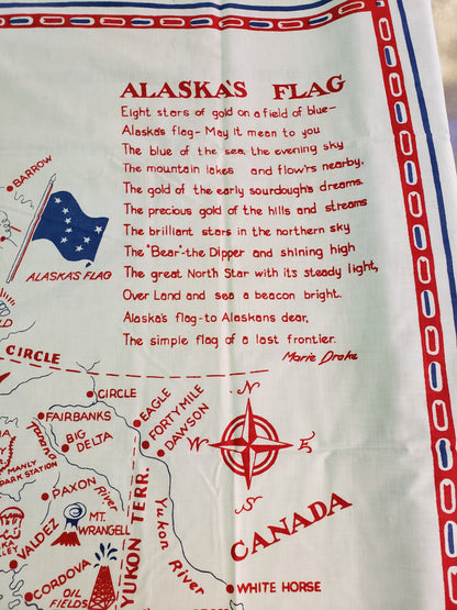 ALASKA souvenir card table cloth 51 x 53"