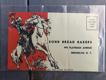 The Lone Ranger Bond Bread Safety mail in card