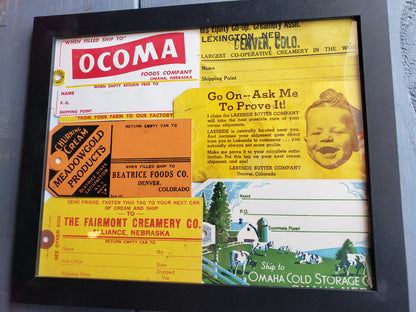Six Vintage Cream Tags in 9 x 11 frame