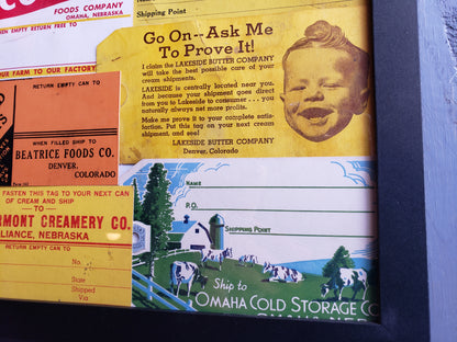 Six Vintage Cream Tags in 9 x 11 frame