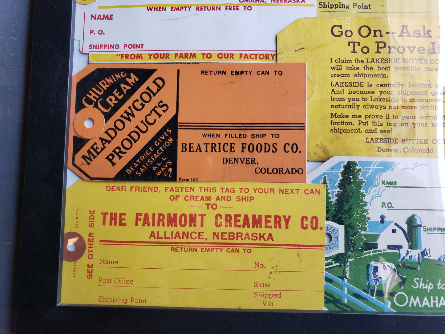 Six Vintage Cream Tags in 9 x 11 frame