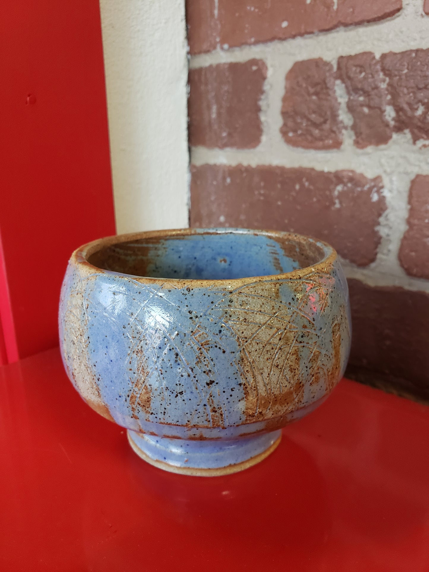 Liz Saunders Pottery Bowl in slate blue/ brown