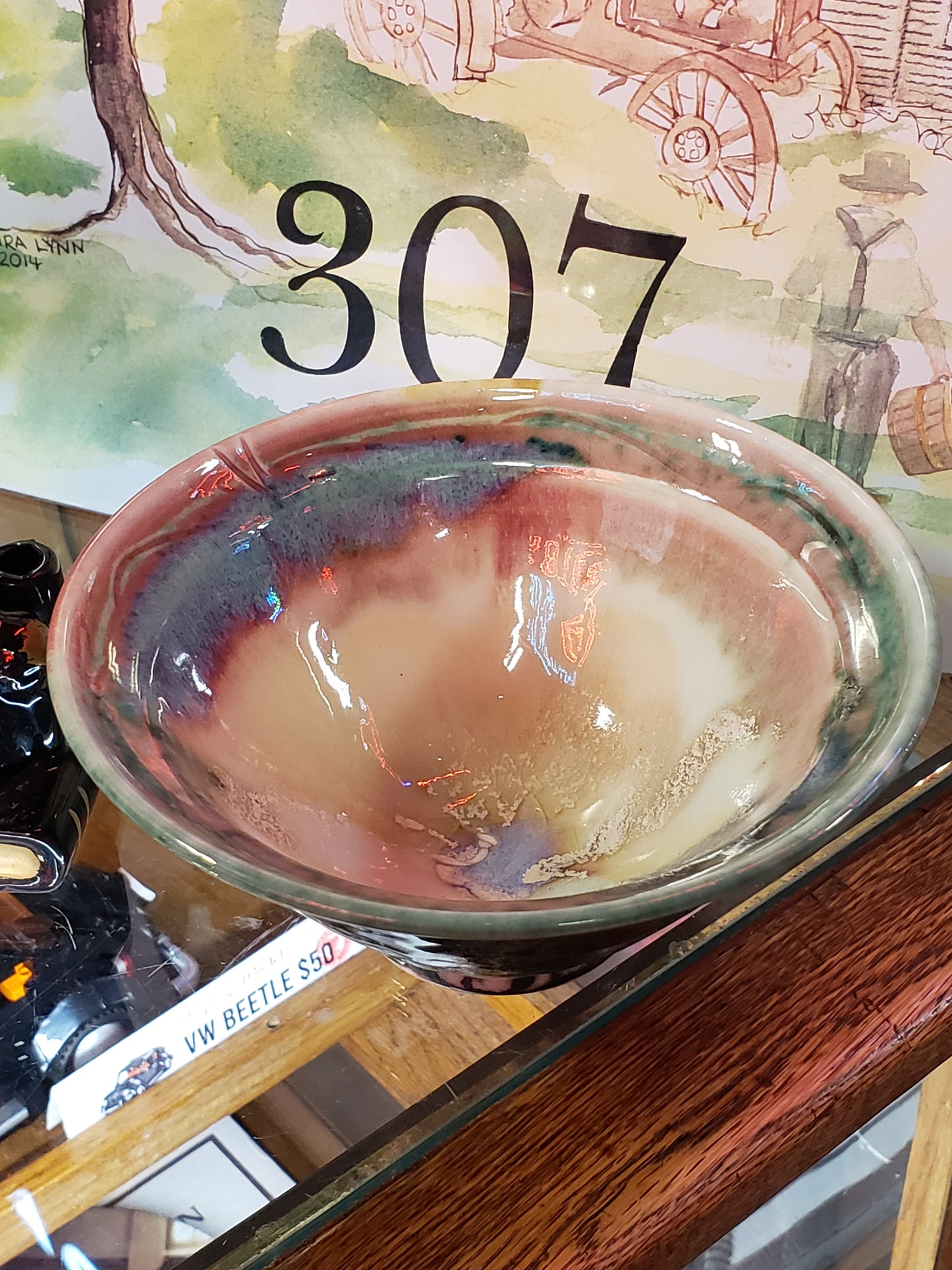 Simon glazed pottery bowl (dragonfly stamp)