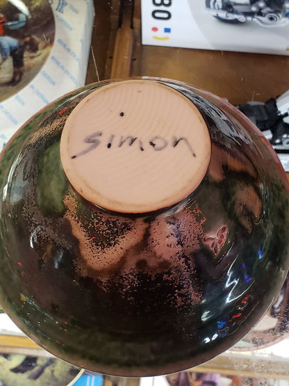 Simon glazed pottery bowl (dragonfly stamp)