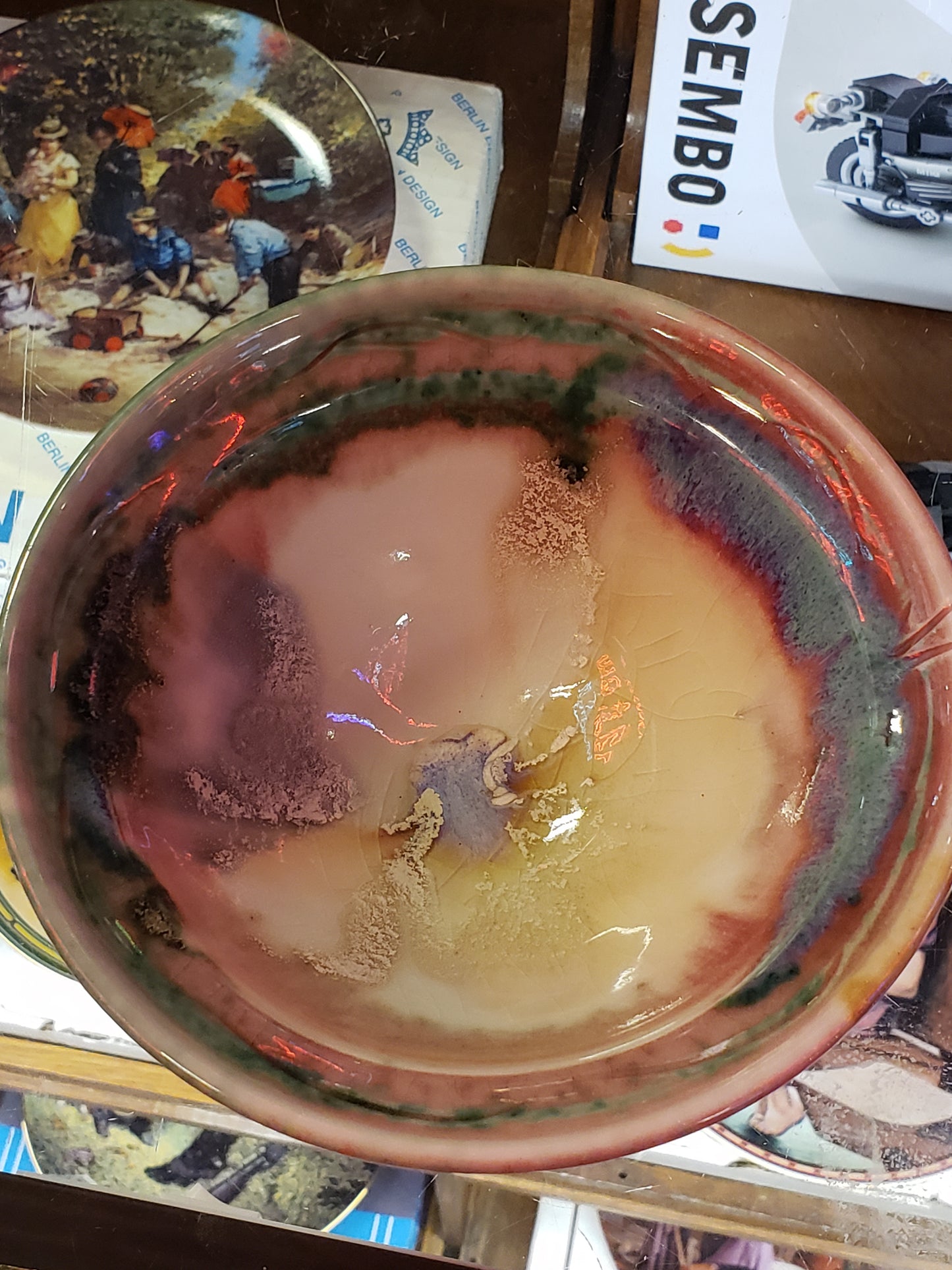 Simon glazed pottery bowl (dragonfly stamp)