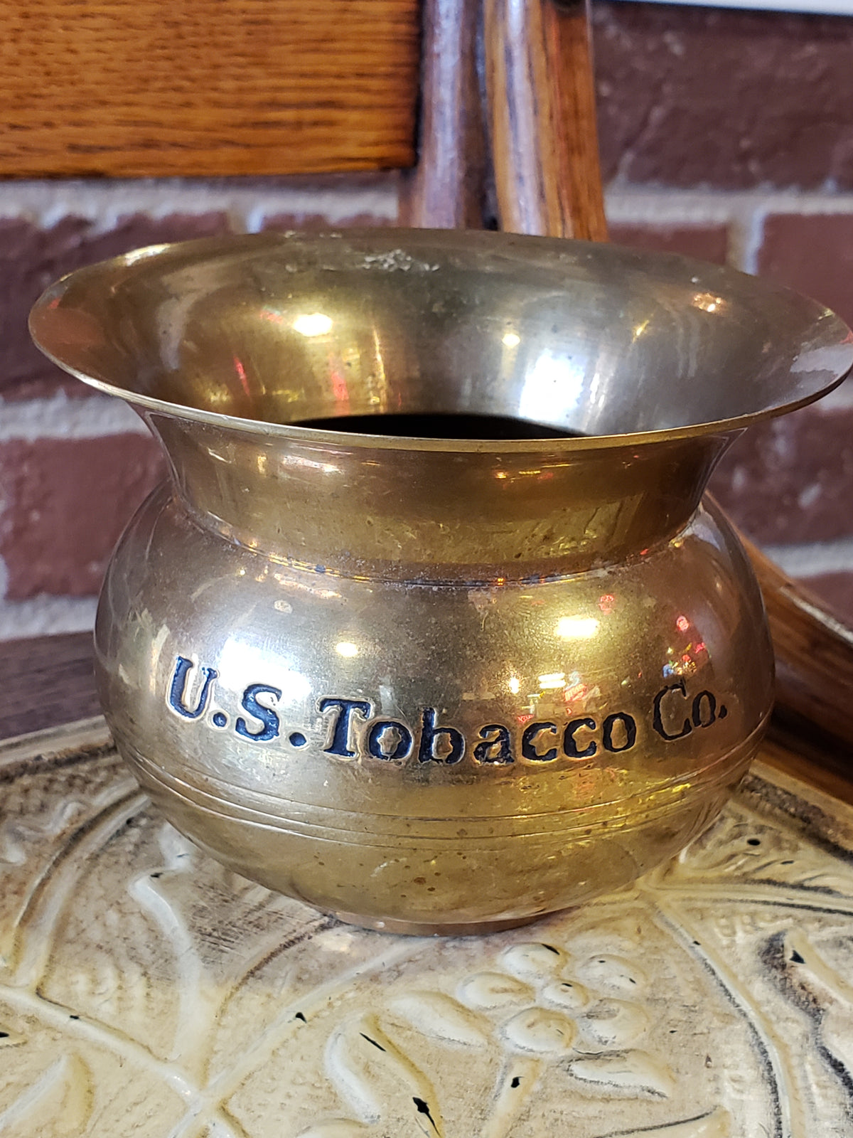 U.S. Tobacco Co. mini brass spittoon