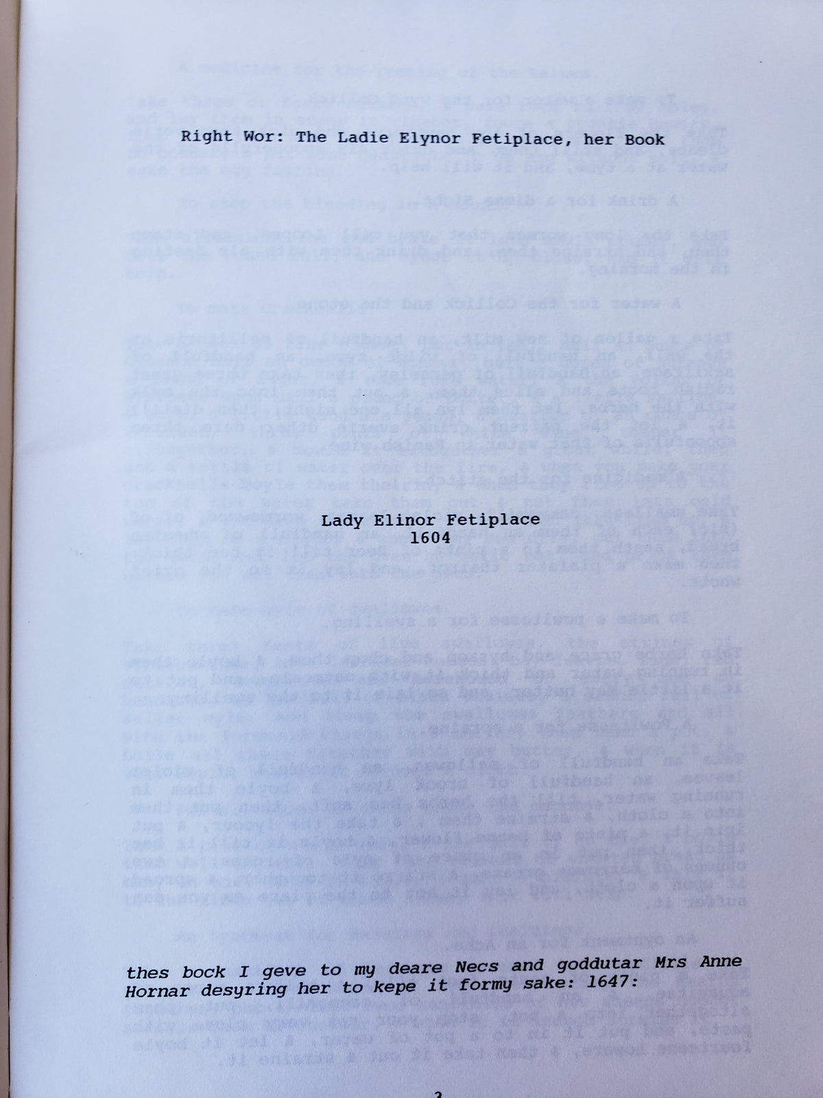 3 volumes of The Complete Receipt Book of Ladie Elynor Fetiplace