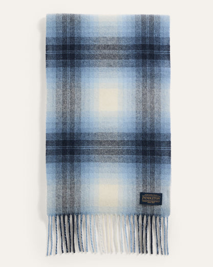 Pendleton Whisperwool Muffler in Light Blue Mix Ombre Plaid