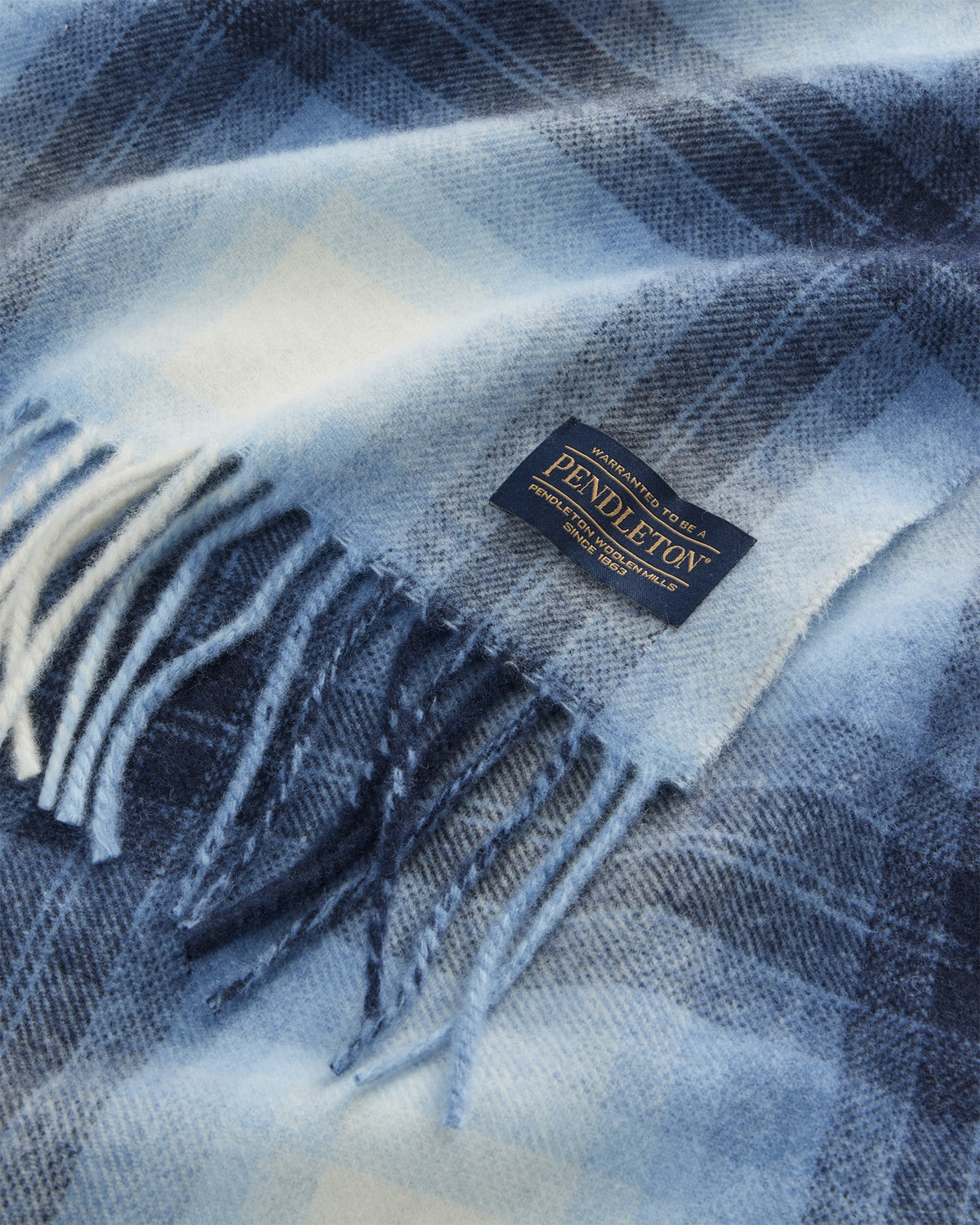 Pendleton Whisperwool Muffler in Light Blue Mix Ombre Plaid