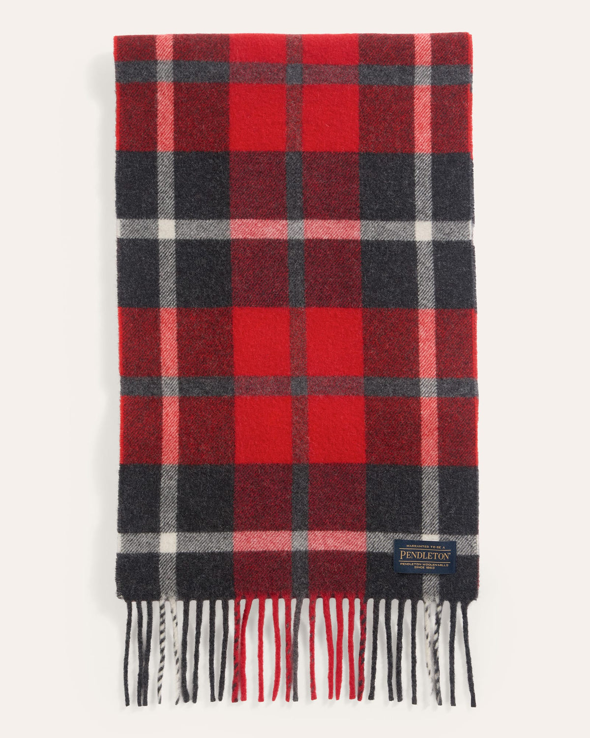 Pendleton Whisperwool Muffler in Red Charcoal Plaid