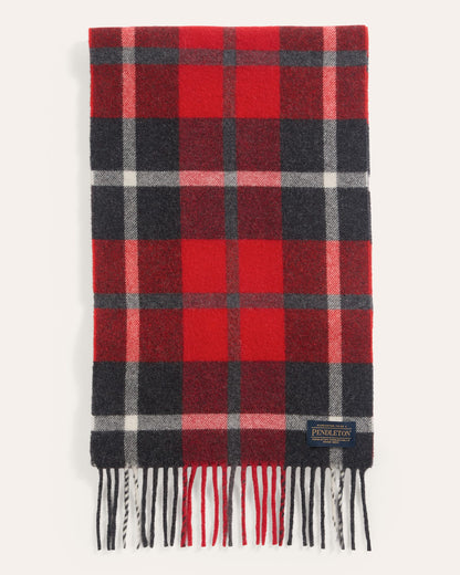 Pendleton Whisperwool Muffler in Red Charcoal Plaid