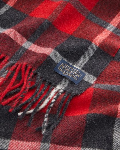 Pendleton Whisperwool Muffler in Red Charcoal Plaid