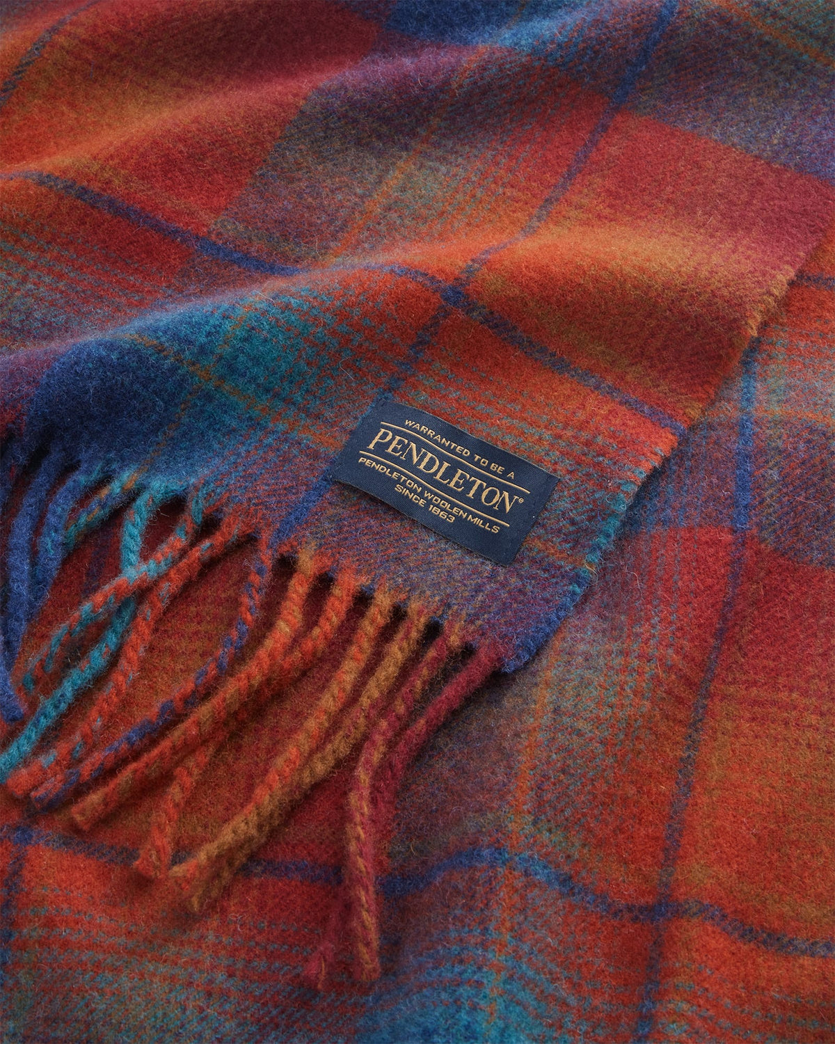 Pendleton Whisperwool Muffler in Maroon and Teal Plaid