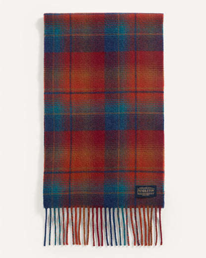 Pendleton Whisperwool Muffler in Maroon and Teal Plaid