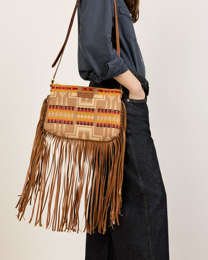 Pendleton Look West Fringed Crossbody Purse in Harding Tan