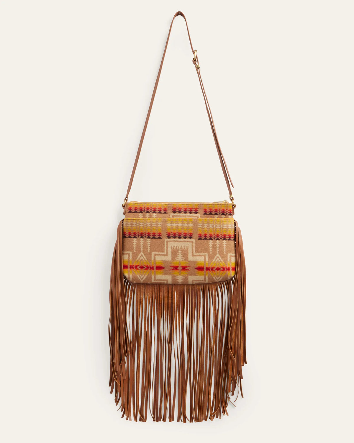 Pendleton Look West Fringed Crossbody Purse in Harding Tan