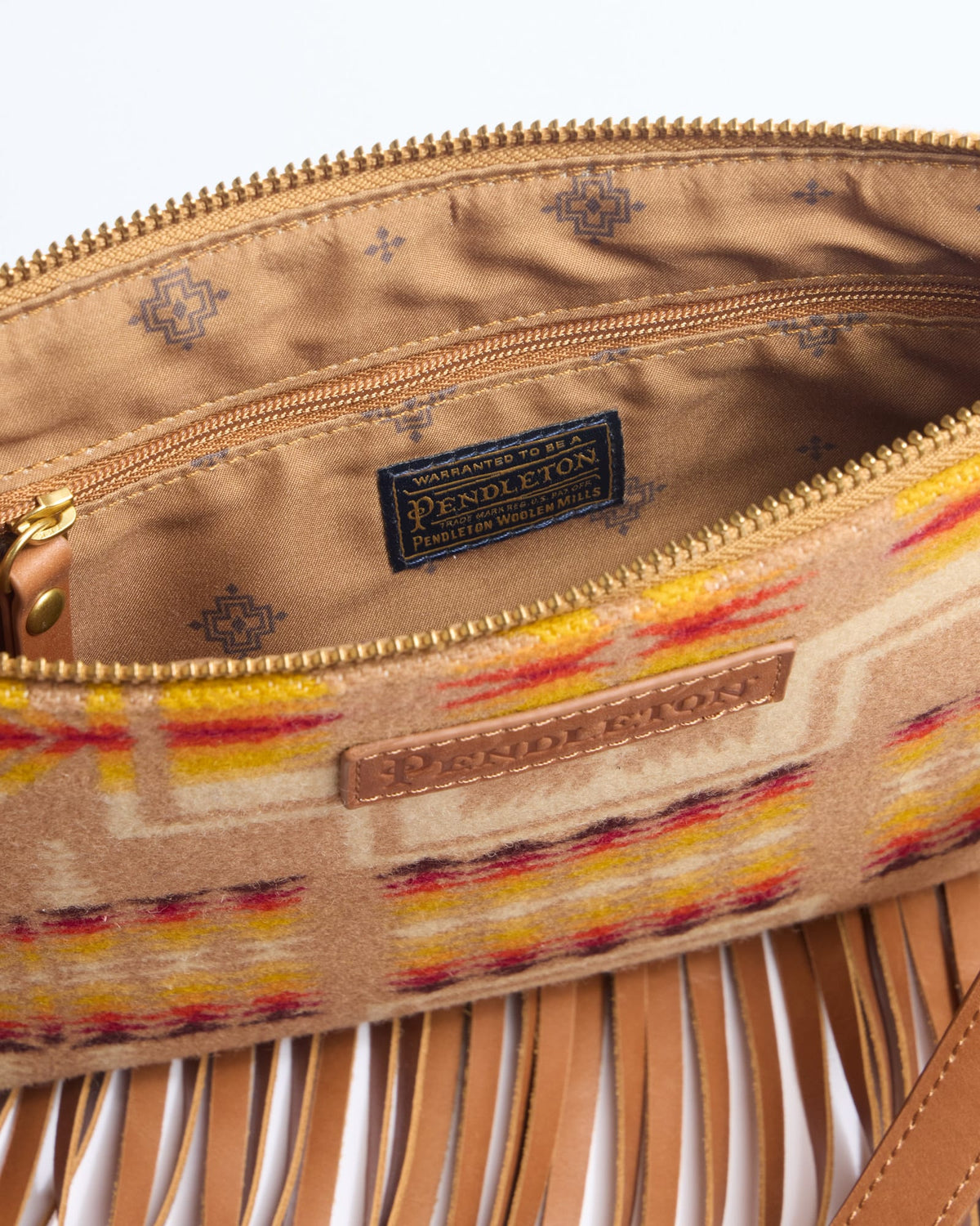 Pendleton Look West Fringed Crossbody Purse in Harding Tan