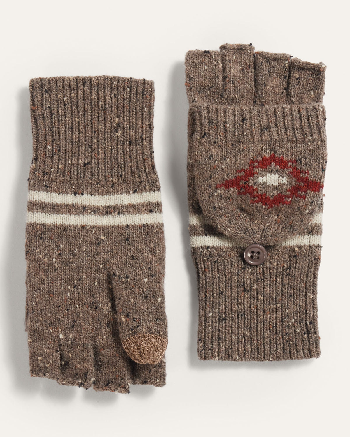 Pendleton Bison Brown Lambswool Convertible Mittens