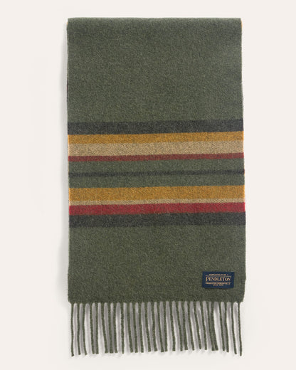 Pendleton Whisperwool Muffler in Green Heather Stripe