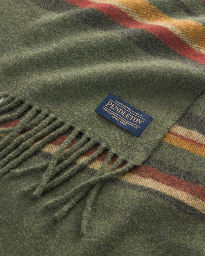 Pendleton Whisperwool Muffler in Green Heather Stripe
