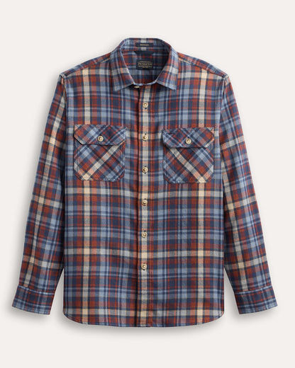 Pendleton Men's Burnside Flannel Shirt in Blue Red Plaid