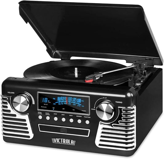 Victrola 50's Retro Multimedia Record Player Black