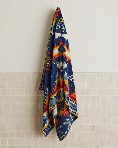 Oversized Jacquard Spa Towel Nehalem Navy