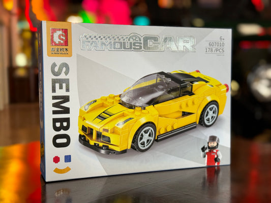 Yellow Sports Car Building Blocks Toy