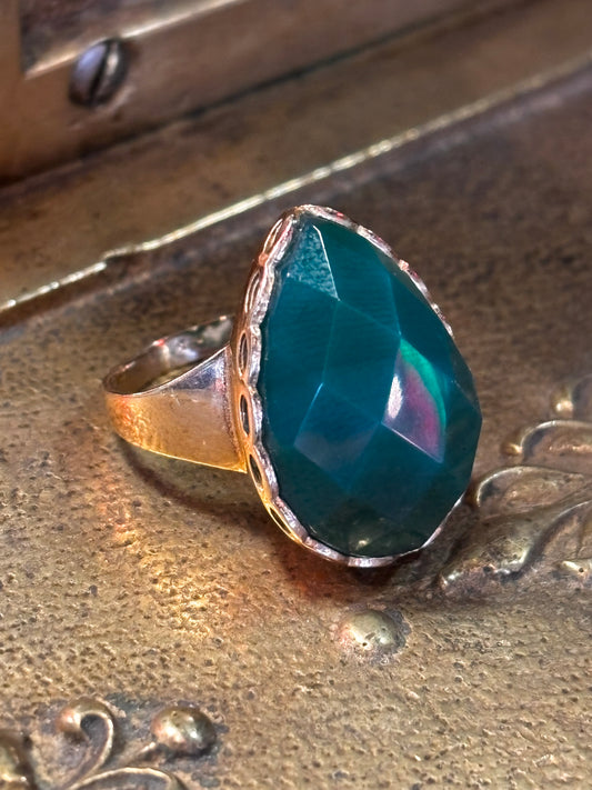 Gold plated Green Onyx gemstone Rings 925 Silver Band