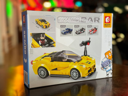 Yellow Sports Car Building Blocks Toy