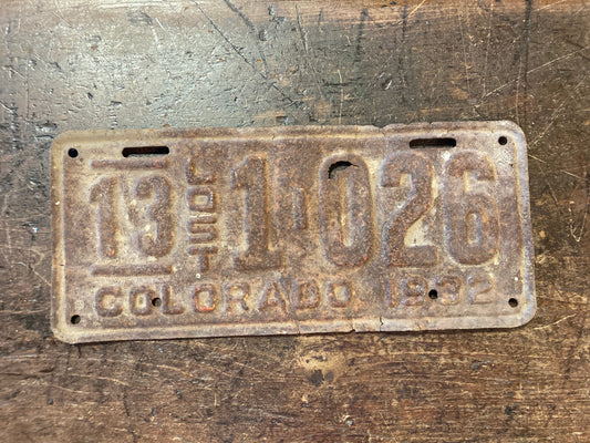 Expired 1932 Colorado License Plate
