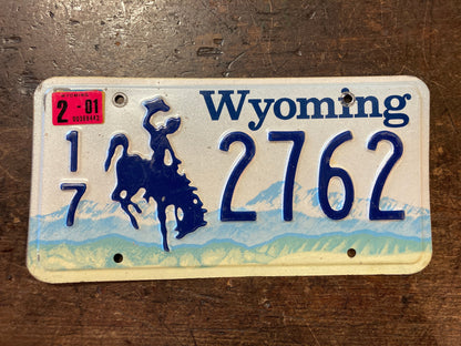 Expired 2001 Wyoming License Plate.