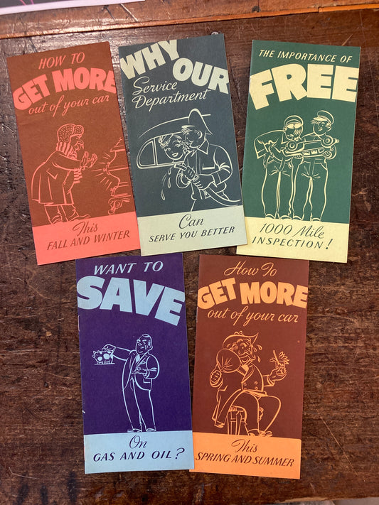 Set of 5 Car care Brochures 1940's era