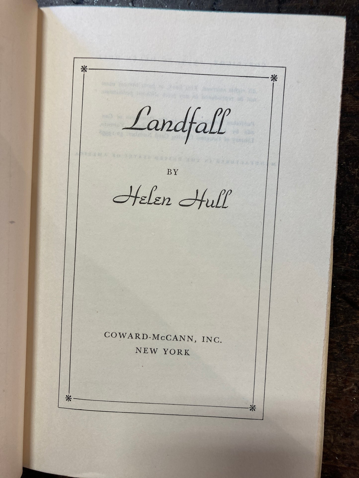 Landfall By Helen Hull